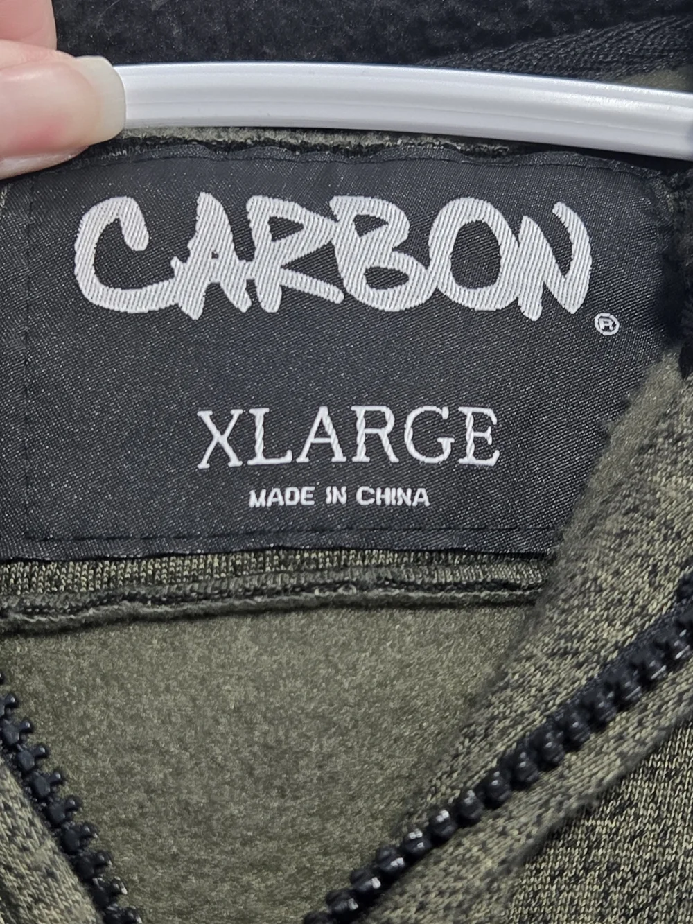Carbon Men's XL Olive Green Sherpa Lined Full Zip Utility Hoodie Jacket